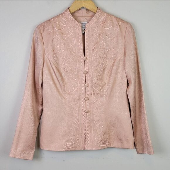 Adrianna Papell Silk Blazer Jacket Embroidered 6 - Picture 11 of 11